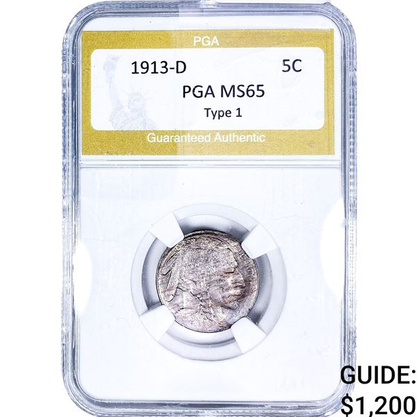 1913-D Buffalo Nickel PGA MS65 Type 1