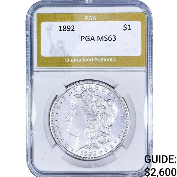 1892 Morgan Silver Dollar PGA MS63