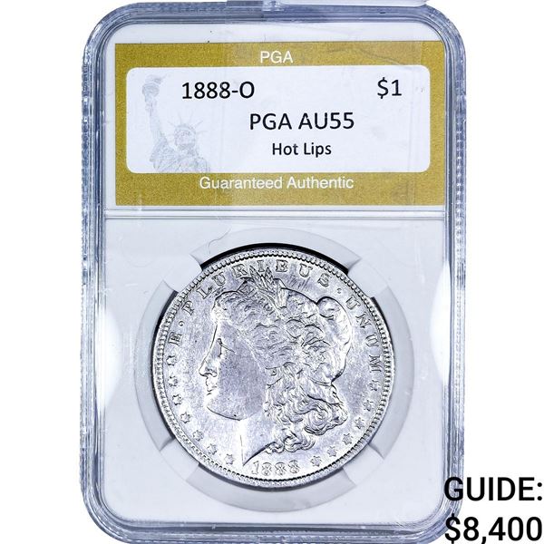 1888-O Morgan Silver Dollar PGA AU55 Hot Lips