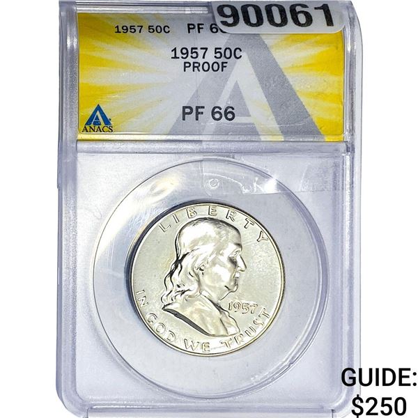 1957 Franklin Half Dollar ANACS PF66 PROOF