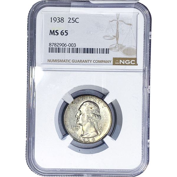 1938 Washington Silver Quarter NGC MS65