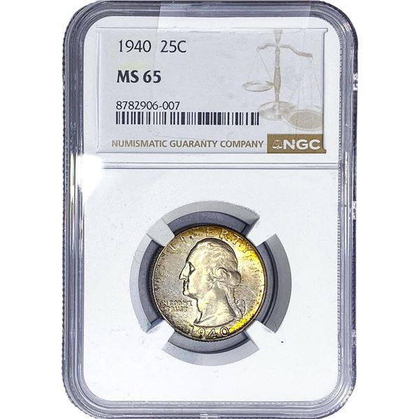 1940 Washington Silver Quarter NGC MS65
