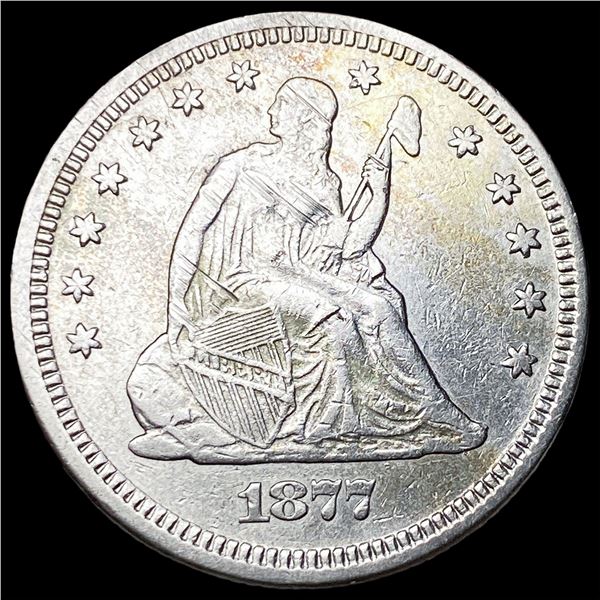 1877 Silver Seated Liberty Quarter NEARLY UNCIRCULATED