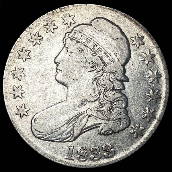 1833 Capped Bust Silver Half Dollar NEARLY  UNCIRCULATED