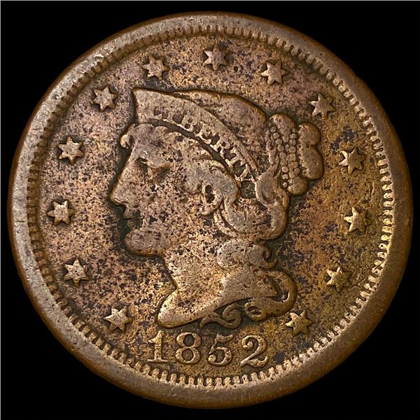 1852 Braided Hair Large Cent NICELY  CIRCULATED