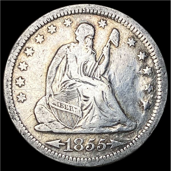 1855 Arrows Seated Liberty Quarter LIGHTLY  CIRCULATED