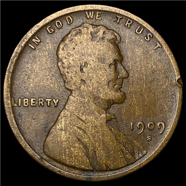 1909-S Lincoln Wheat Cent LIGHTLY CIRCULATED