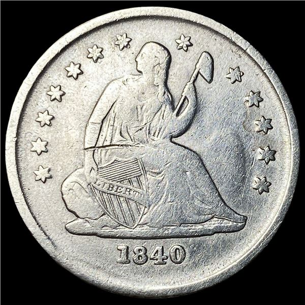1840-O Silver Seated Liberty Quarter ABOUT  UNCIRCULATED
