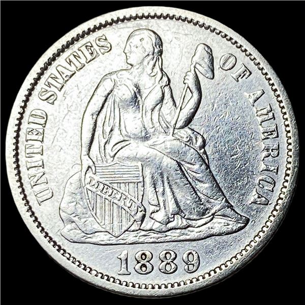 1889 Silver Seated Liberty Dime NEARLY  UNCIRCULATED