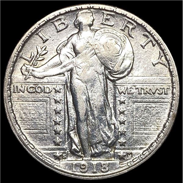 1918-S Silver Standing Liberty Quarter  CLOSELY UNCIRCULATED