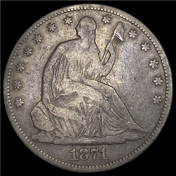 1871 Seated Liberty Half Dollar LIGHTLY  CIRCULATED