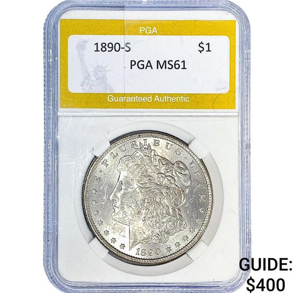 1890-S Morgan Silver Dollar PGA MS61