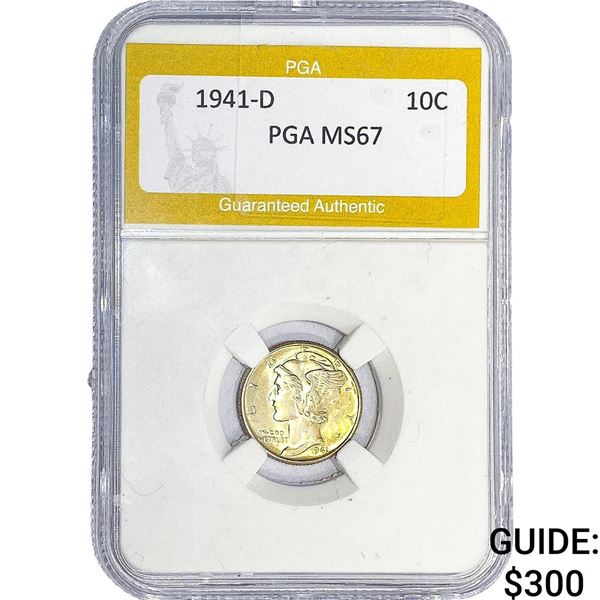 1941-D Mercury Silver Dime PGA MS67