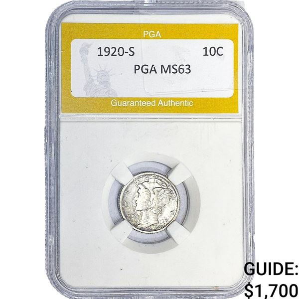 1920-S Mercury Silver Dime PGA MS63