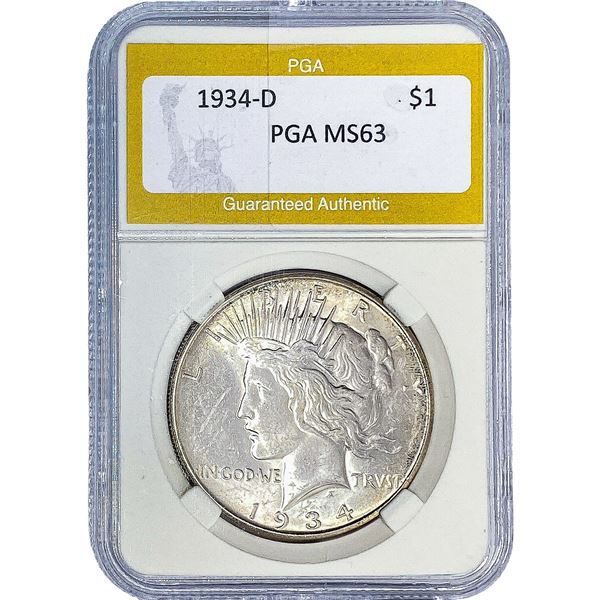 1934-D Silver Peace Dollar PGA MS63