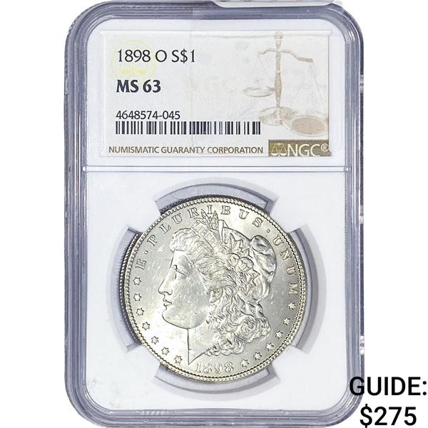 1898-O Morgan Silver Dollar NGC MS63