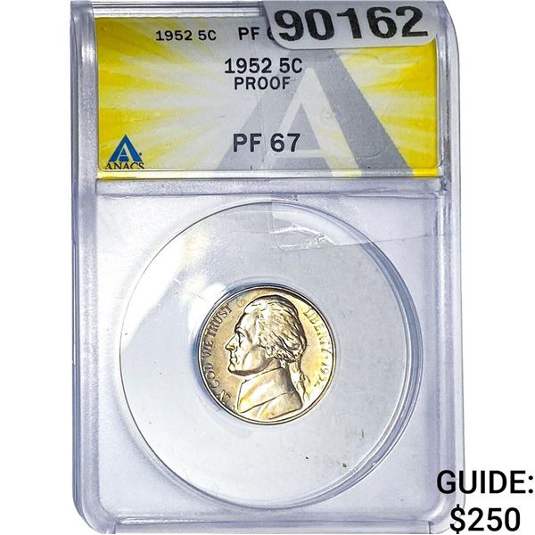 1952 Jefferson Nickel ANACS PF67