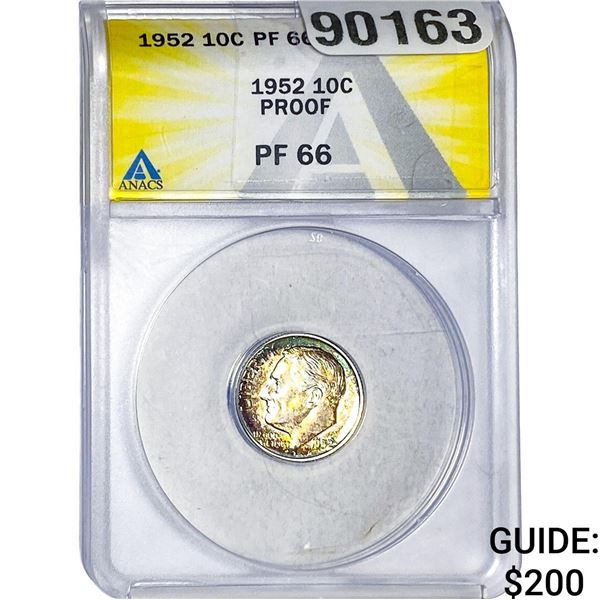 1952 Mercury Silver Dime ANACS PF66