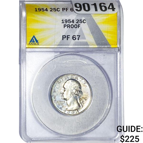 1954 Washington Silver Quarter ANACS PF67 PROOF