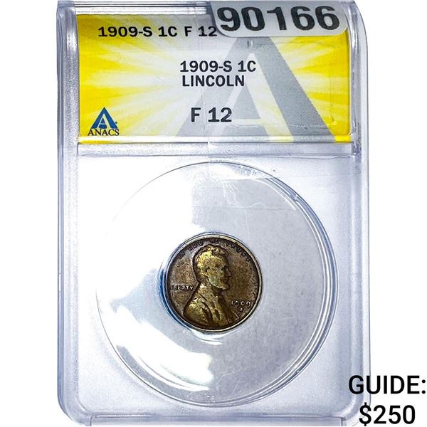 1909-S Wheat Cent ANACS F12