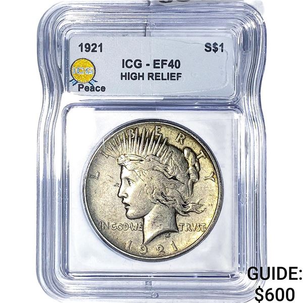 1921 Silver Peace Dollar ICG EFF40