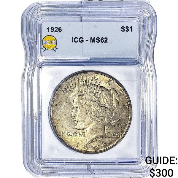 1926 Silver Peace Dollar ICG MS62