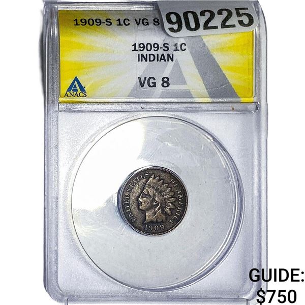 1909-S Indian Head Cent ANACS VG8