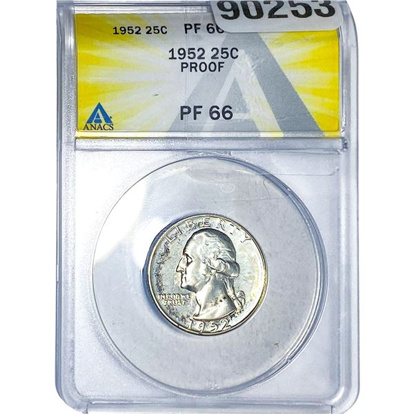 1952 Washington Silver Quarter ANACS PF66 PROOF