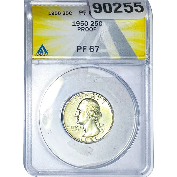 1950 Washington Silver Quarter ANACS PF67 PROOF