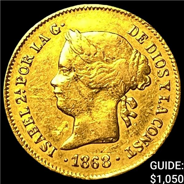 1868 Philippines Gold 1 Peso .0476 AGW