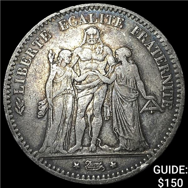 1877A France Silver 5 Francs
