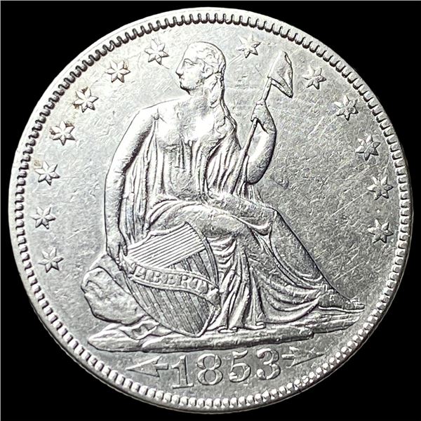 1853 Arrows/Rays Seated Liberty Half Dollar  CLOSELY UNCIRCULATED