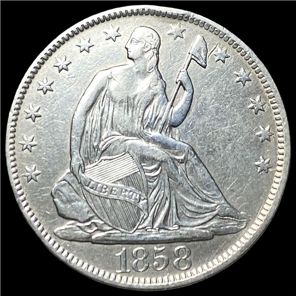 1858-O Silver Seated Liberty Half Dollar  CLOSELY UNCIRCULATED