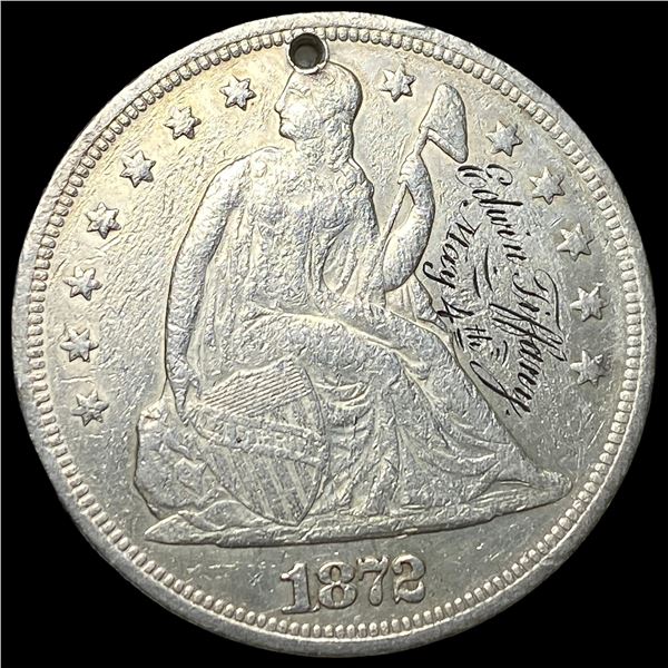 1872 Silver Seated Liberty Dollar Love Token HIGH GRADE
