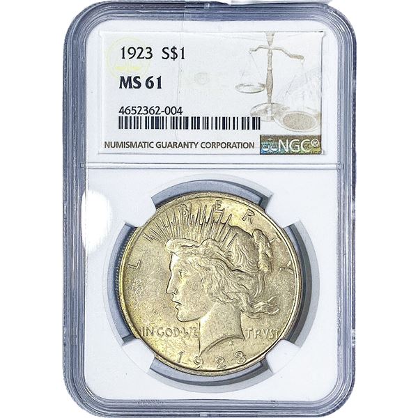1923 Silver Peace Dollar NGC MS61