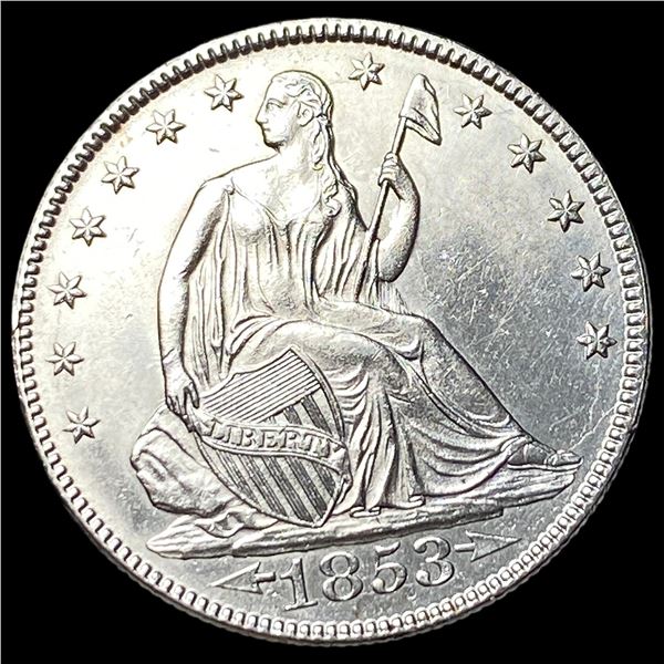 1853 Arrows/Rays Seated Liberty Half Dollar  CLOSELY UNCIRCULATED