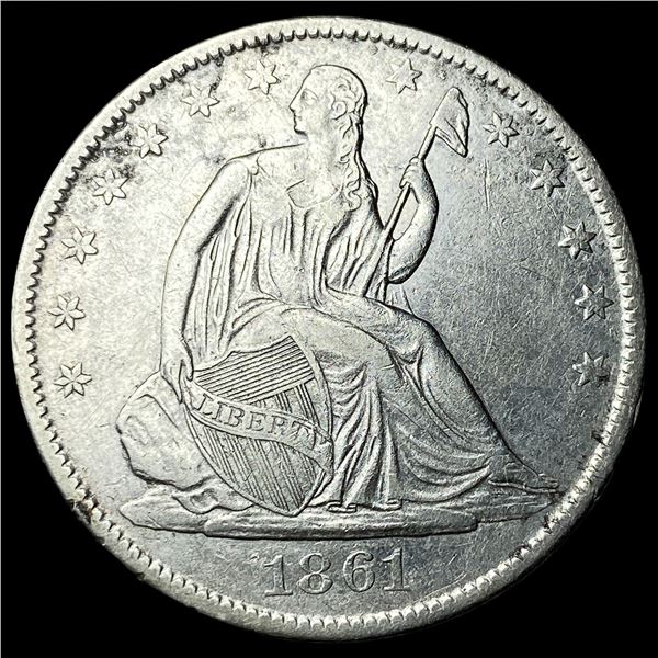 1861-O Silver Seated Liberty Half Dollar  CLOSELY UNCIRCULATED
