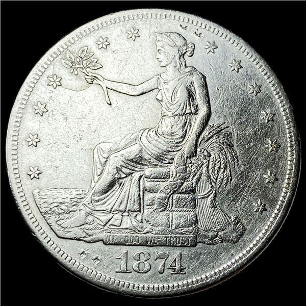 1874-S Silver Trade Dollar NEARLY  UNCIRCULATED