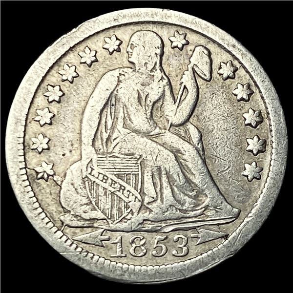1853-O Arrows Seated Liberty Dime NEARLY  UNCIRCULATED
