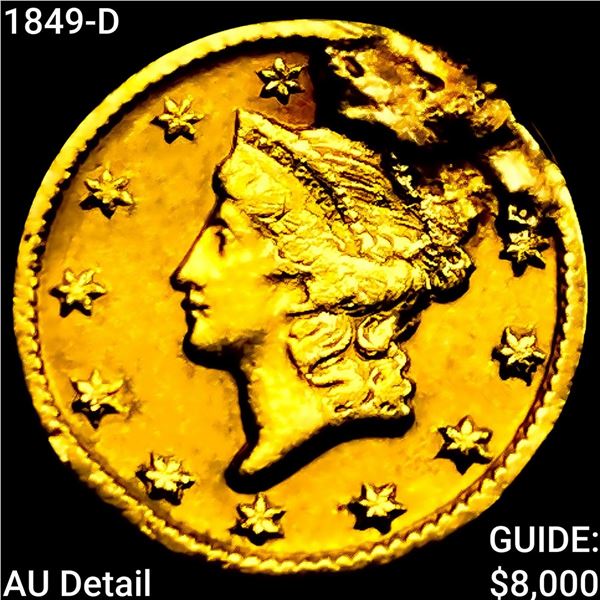 1849-D Rare Gold Dollar CLOSELY UNCIRCULATED
