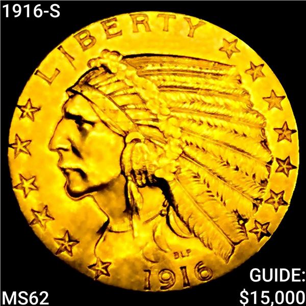 1916-S $5 Gold Half Eagle UNCIRCULATED
