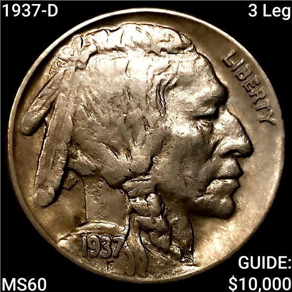 1937-D 3 Leg Buffalo Nickel