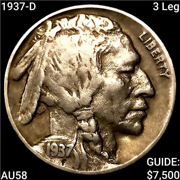 1937-D 3 Leg Buffalo Nickel