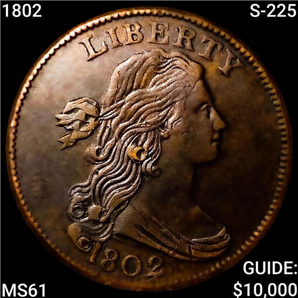 1802 S-225 Draped Bust Large Cent