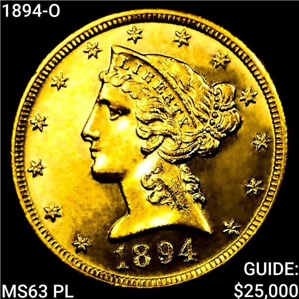 1894-O $5 Gold Half Eagle CHOICE BU PL