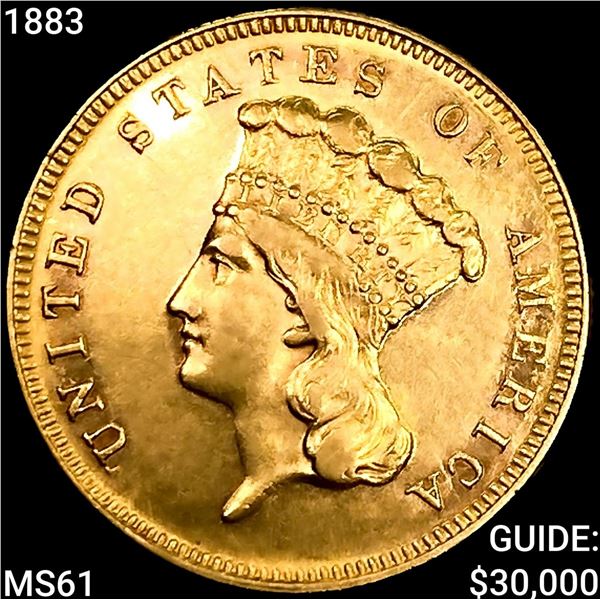 1883 $3 Gold Piece UNCIRCULATED
