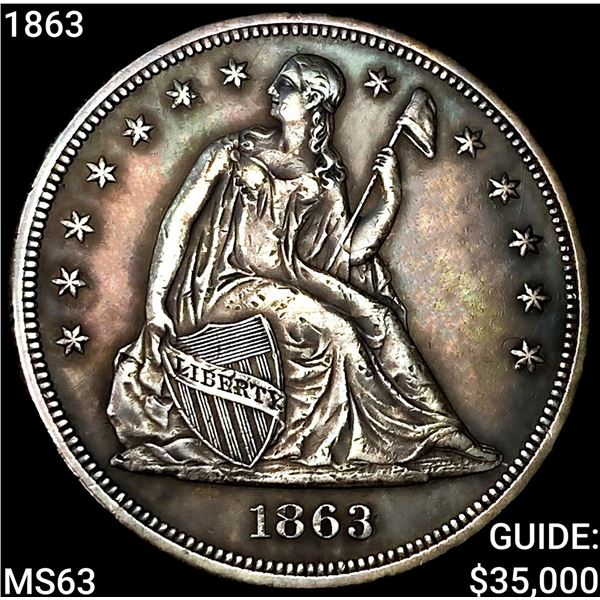 1863 Seated Liberty Dollar CHOICE BU