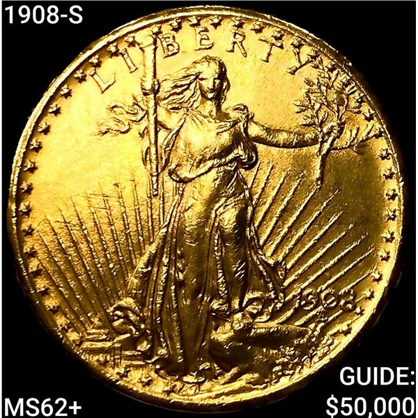 1908-S $20 Gold Double Eagle UNCIRCULATED +