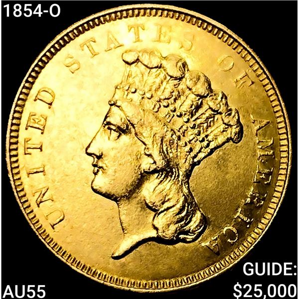 1854-O $3 Gold Piece HIGH GRADE