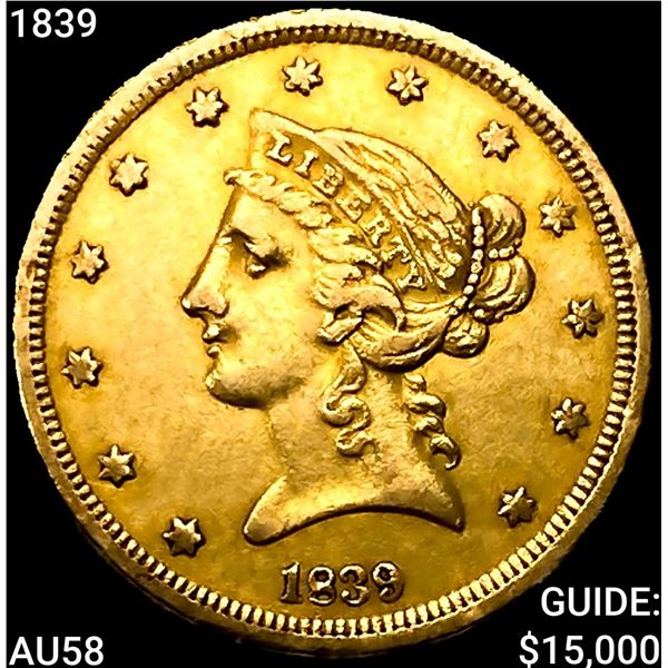 1839 $5 Gold Half Eagle CHOICE AU